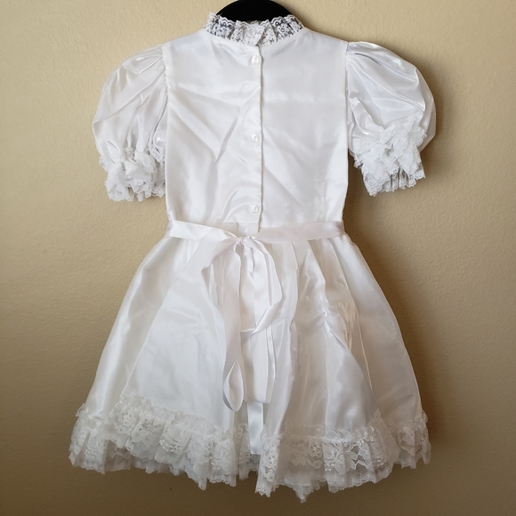 Vintage Lydia Pageant Satin Lace Ruffle Frilly Dress Size: 6 Made in USA - Picture 2 of 12